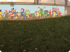Outdoor mural in school yard